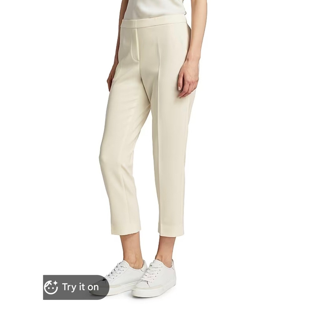 NWOT Theory Womens Off White Cream Slim Fit Cropped Trousers Ankle Pants Size 8